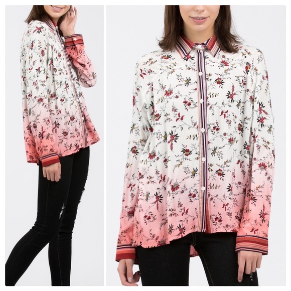 *CLEARANCE* POL Woven Ombré Button Down Top - Picture 3 of 10